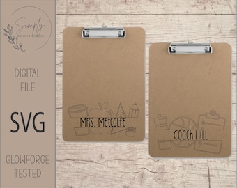 Profesor digital Regalo Educador Portapapeles personalizado / Entrenador Fin de año Gracias / Archivo digital / Grabado/Puntuación Archivo listo Glowforge