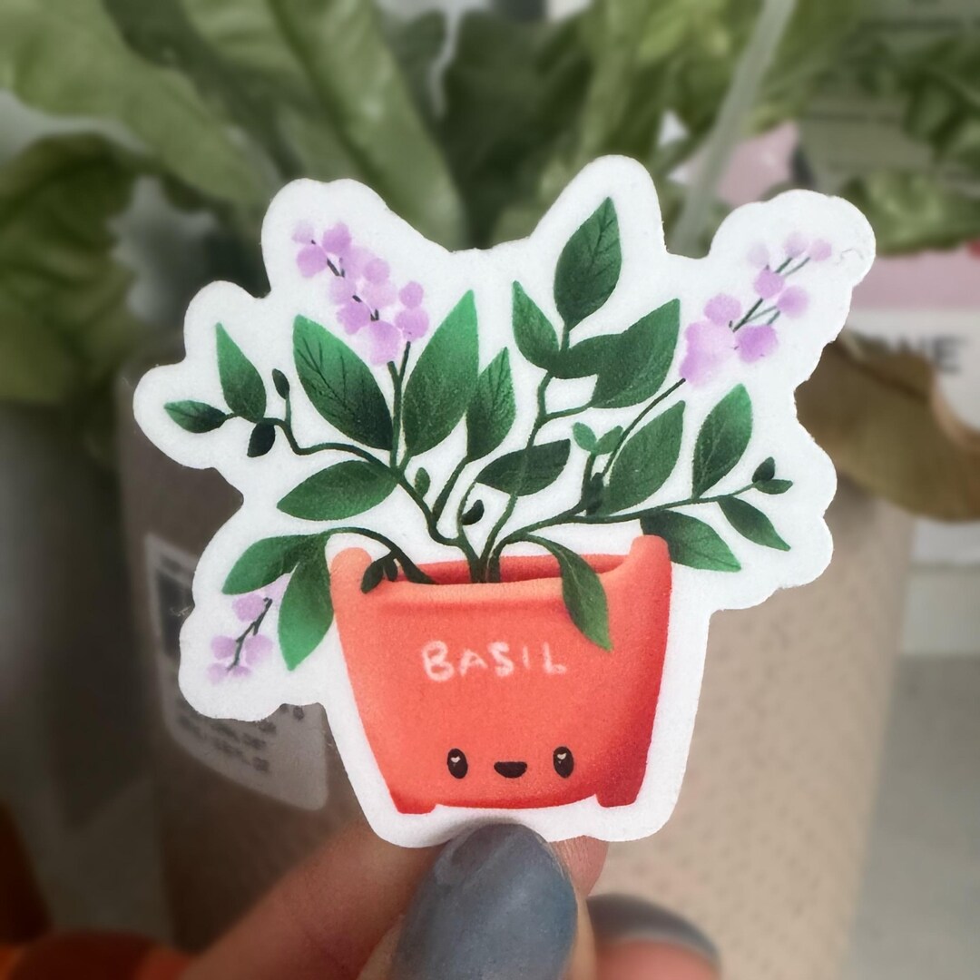 2” Kawaii Basil Planf Die Cut Decal | Laptop, Water Bottle, Tumbler ...