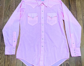 Vintage 70's Rockmount Light Pink Western Snap Shirt