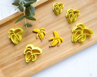 Banana Clay Cutter, Fruit earring cutter, Open Banana Clay Cutter, Summer Clay Cutters, Banana earrings, Polymer clay cutter set