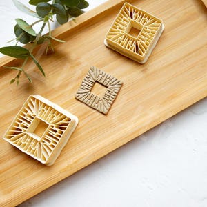 Cortador de arcilla polimérica cuadrado de ratán: herramienta geométrica para hacer aretes y manualidades de joyería.