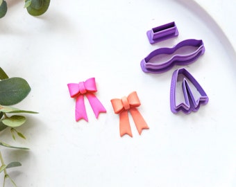 Bow Template 3pc set (B) Cutter, DIY Bow Polymer Clay Cutter, Christmas earrings, Scallop Christmas Bow clay cutter