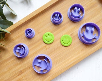 Smiley face polymer clay cutter, Emoji Polymer Clay Cutter, Smiley  earrings, Scallop clay cutter, Emoji  Earring cutter