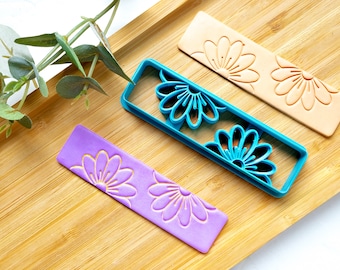 Flower Bookmark Polymer Clay Cutter, Polymer Clay Cutter, Rectangle shape cutters, Sunflower Bookmark Clay Cutter