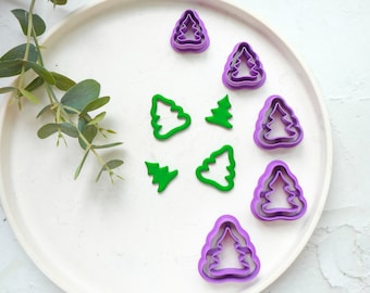 Christmas Tree Outline Clay Cutter, Christmas Tree Embossed cutter, Christmas earrings, Scallop Christmas tree clay cutter