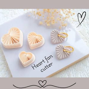 Heart Fan Polymer Clay Cutter | Art Deco Pleated Earring Jewelry Tool | Handmade Mold for Clay Crafts