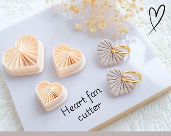 Heart Fan Polymer Clay Cutter | Art Deco Pleated Earring Jewellery Tool | Handmade Mold for Clay Crafts