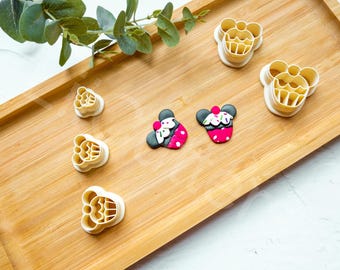 Mouse Cupcake Polymer Clay Cutter, Christmas Mouse Embossed cutter, Mouse Earrings, Scallop Christmas Mouse Clay Cutter