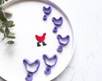 Chicken with Boots Clay Cutter: Animal Print Stamp, Earring Making