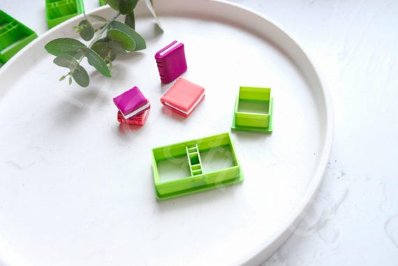 Book Polymer Clay Cutter Set Back to School Crafting Tools 5 Sizes for Earrings Texture Stamping