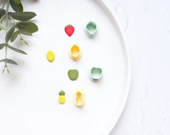 Fruit Stud Polymer Clay Mini Cutter, Fruit earring cutter, Stud earring clay cutter, Apple Clay Cutters, Lemon earrings, Strawberry cutter