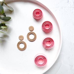 Circle polymer clay cutter with lines, Imprint Circle cutter, Extruded circle cutter, Circle earrings, Geometric Earring cutter