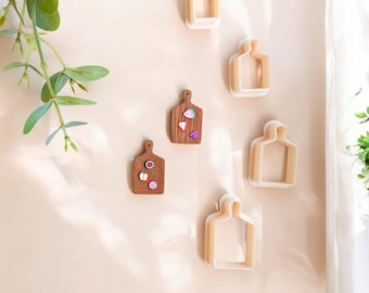 Juego de cortadores de arcilla polimérica con tabla de cortar: herramienta de joyería en miniatura (4 tamaños)