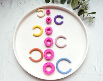 Hoop earring guide ( 10 holes), Polymer Clay hoop measuring guide, Hoop guide, Polymer clay tool, Earring making tool, Clay stamp