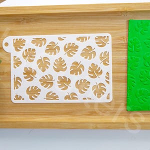 Monstera Leaf Texture Stencil: Seamless Clay Pattern (80x120mm)