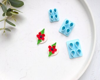 Mini flower leaf polymer clay cutter, Mini drop leaf cutter, Flower earrings, Stud Flower earring, Micro Flower Earring cutter