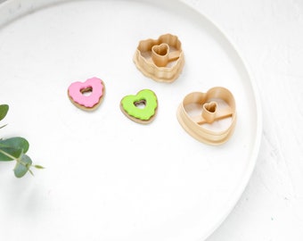 Valentine Heart Donuts Clay Cutter 2pc set, Valentine Clay Donut cutter, Earring Cutters, Clay Cutters, LiiCutters, Cutter Set, Donut Cutter