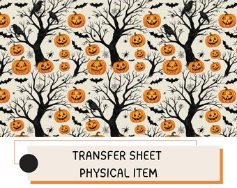 Spooky Pumpkin Polymer Clay Transfer Sheet – Halloween Pattern Transfer – Water Transfer Paper for Clay Jewelry, Holiday Craft Supply ( No7)