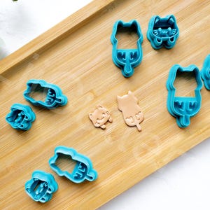 Hanging Cat Polymer Clay Cutters: 3D Printed Animal Stamps (2 pc set)