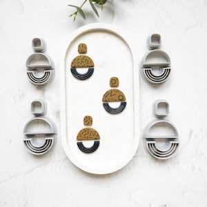Circle combo clay cutter set (3pc), Circle earring cutter, Embossed circle cutter, Geometric shape, Scallop earring cutter, Earring cutter