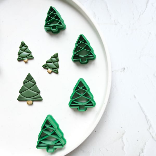 Christmas Tree clay cutter, Christmas Tree Embossed cutter, Christmas earrings, Scallop Christmas tree clay cutter