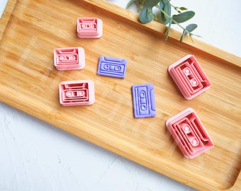 Cassette Tape Polymer Clay Cutter Set – 90s Retro Clay Cutters for Earrings, DIY Jewelry Making Tools, Mini Clay Cutter Set