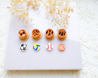 Set di stampi per argilla polimerica con mini palline sportive: stampi per orecchini a perno da 15 mm