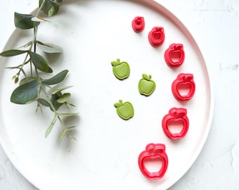 Apple imprint clay cutter, Fruit earring cutter, Food clay cutter, Summer Clay Cutters, Apple earrings, Polymer clay cutter set