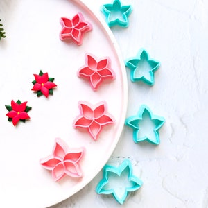 Christmas Poinsettia clay cutter, Christmas Flower Embossed cutter, Christmas earrings, Scallop Christmas Flower clay cutter