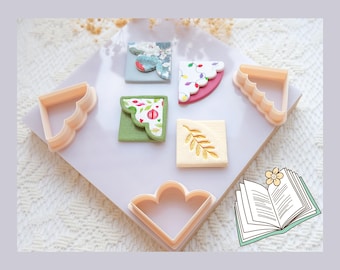 Corner Bookmark Cutter Set Polymer Clay Stitch Guide Tool DIY Craft Decorative Shapes Scrapbook Planner Gift