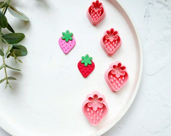 Strawberry clay cutter (B), Berry earring cutter, Summer clay cutter, Summer Clay Cutters, Strawberry earrings, Polymer clay cutter set