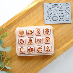 Polymer Clay Mini Halloween Stud Set (12pc), Mini Clay Cutter, Stud earring clay cutter, Geometric Shape Clay Cutters, Stud earrings
