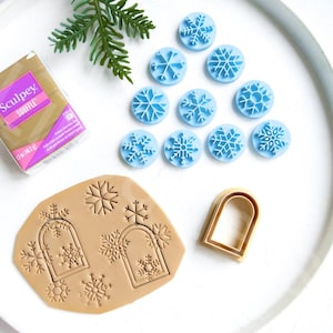 Snowflake Clay Stamp Set (10pc): Christmas Texture, Earring Making