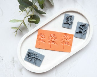 Flower clay stamp, Leaves clay stamp, Clay texture, Floral stamps, Leave and flower stamps, Earring making tools, clay tool set