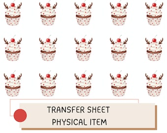 Cupcake Transfer Sheet – Christmas Pattern Transfer – Water Transfer Paper for Clay Jewelry, Holiday Craft Supply ( No16)