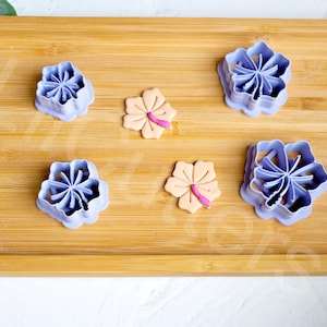 Hibiscus Flower Polymer Clay Cutter Set: Earring Making, Cookie Fondant