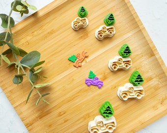 Christmas Truck with Tree Polymer Clay Cutter, Van Polymer Clay Cutter, Christmas earrings, Christmas Truck Clay earrings