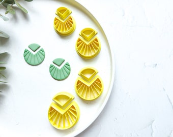 Sunshine clay cutter, Geometric Embossed cutter, Sunshine earrings, Scallop circle clay cutter, Sun Earring cutter