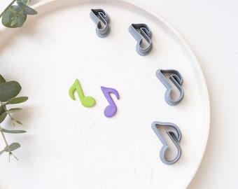 Music Note Polymer Clay Cutter (2pc Set), Musical Theme Clay cutter, Single Eight Note Clay Cutter, Embossed clay cutter,