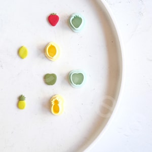 Fruit Stud Earring Clay Cutter Set: Apple, Lemon, Strawberry, Pineapple