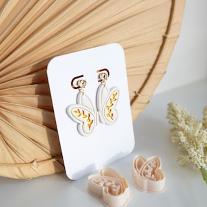 Butterfly Clay Cutter with Leaf Detail 2pc set – Polymer Clay Earring Cutter – 3D Butterfly Jewelry Mold – DIY Earring Making Tool