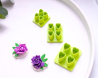 Mini flower leaf polymer clay cutter, Mini peony leaf cutter, Peony earrings, Stud Flower earring, Micro Flower Earring cutter