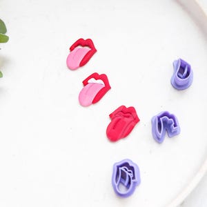 Set polymeerklei tong en lip (3-delig) | Valentijnsoorbellen | Lippenvorm Klei Gereedschap voor oorbellen Sieraden maken
