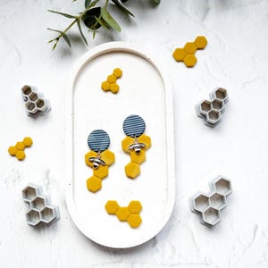 Honeycomb Clay Cutter: Bee Earrings, Cookie Fondant Cutter