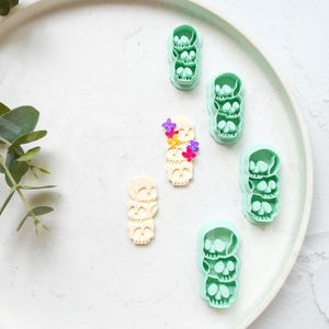 Skull Polymer Clay Cutter, Triple Skeleton Halloween Clay cutter, Halloween cutter,Skeleton earrings, Earring making tools