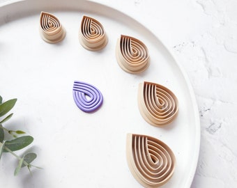 Drop with lines clay cutter (style B), Scalloped drop with lines Clay Cutter, Boho earring Clay Cutter, Drop earrings, Polymer clay cutter