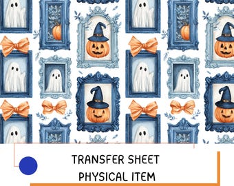Ghost in Frame Polymer Clay Transfer Sheet – Halloween Pattern Transfer – Water Transfer Paper for Clay Jewelry, Holiday Craft Supply ( No8)