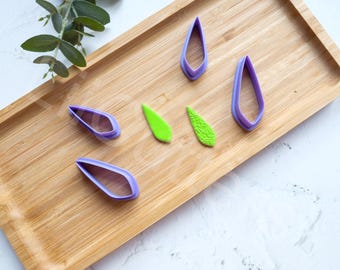 Drop Polymer Clay Cutter: Tall Embossed Earring Cutters (6 Sizes)
