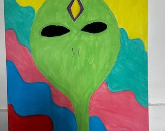 Alien Painting | Alien Art Decor | Trippy Art Decor | Acrylic Painting | Human-made painting | Handmade Painting | Canvas Painting