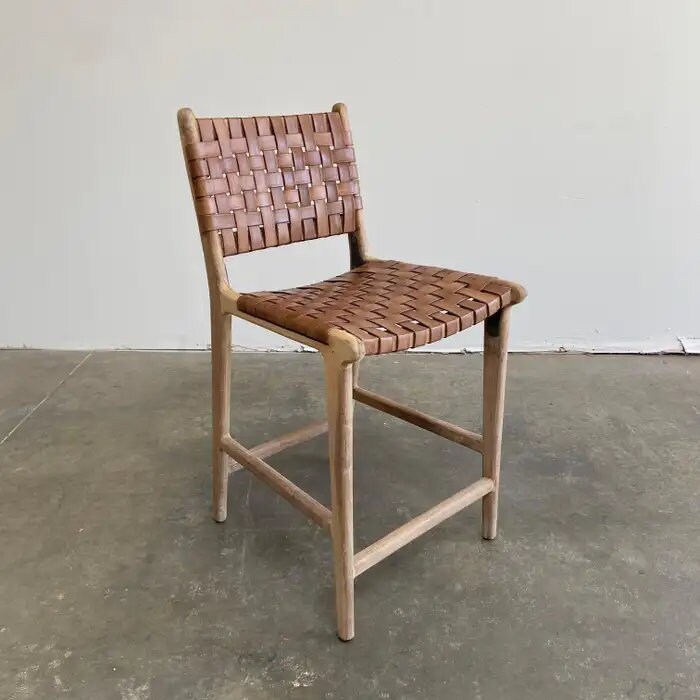 Woven leather outlet side chair